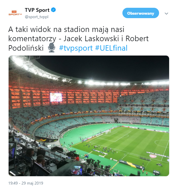 WIDOK komentatorów TVP Sport na stadion w Baku :D